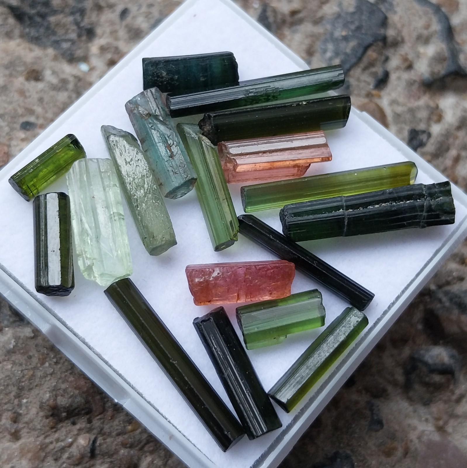 30 Carat Natural Multi Color Tourmaline Raw Rough Tube/Pencil 18 Piece Lot