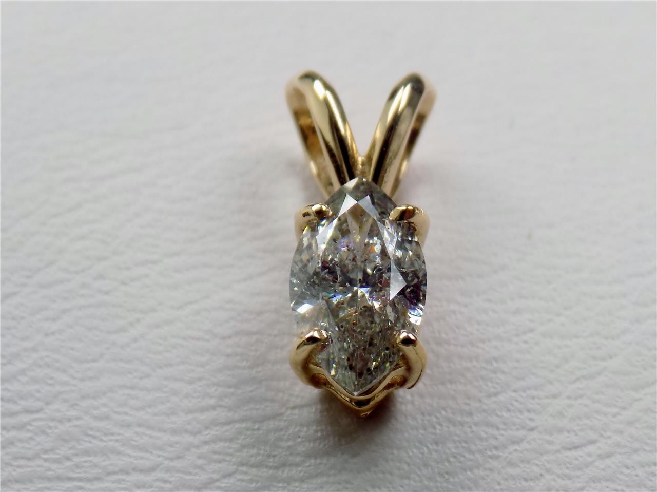 NEW GIA CERTIFIED MARQUISE CUT NATURAL DIAMOND PENDANT 14K YELLOW GOLD