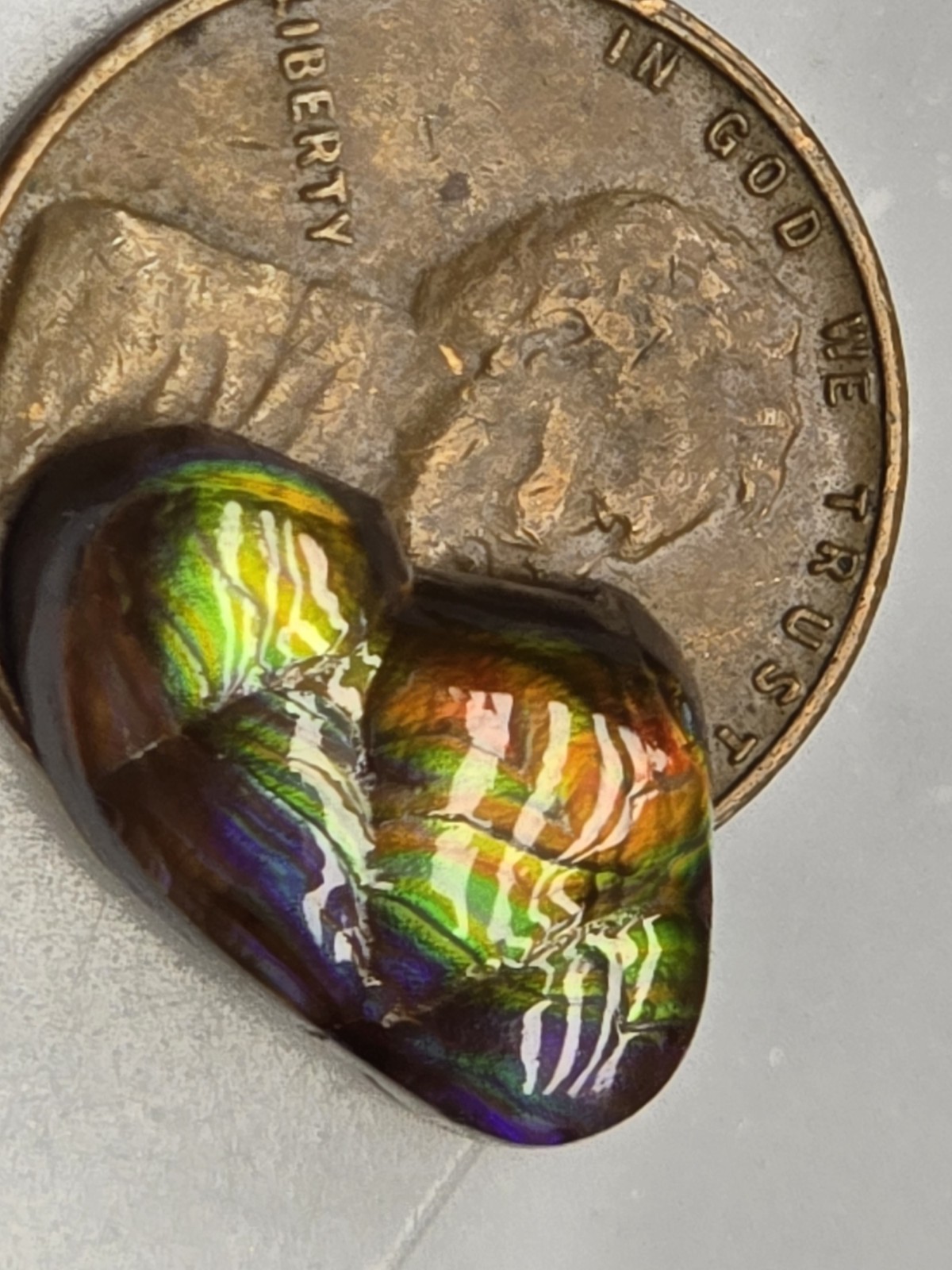 Dancing Rainbow Fire Agate Gem 6.7 Ct Original Hand Carved Natural Arizona Gem