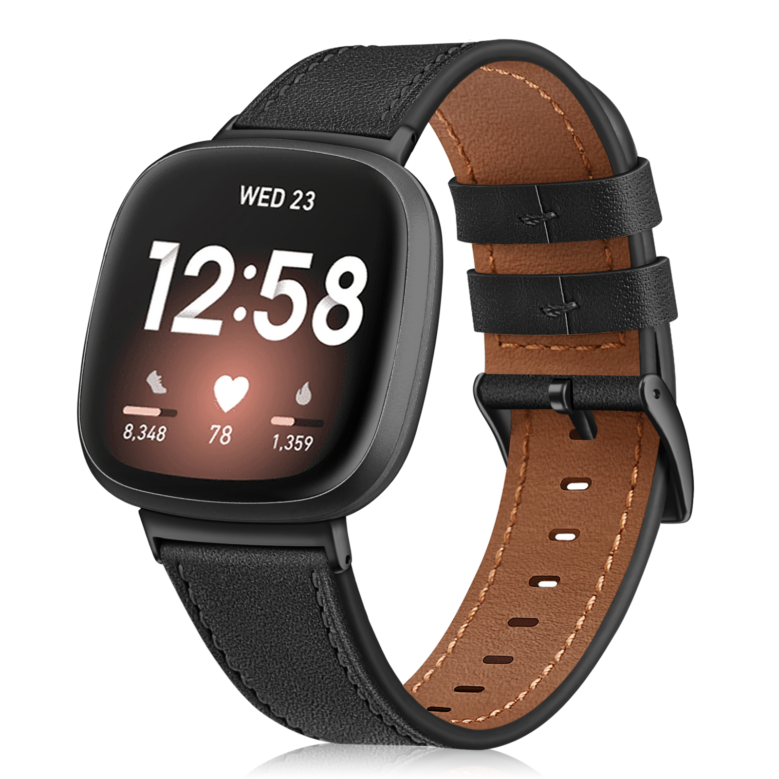 Genuine Leather Watch Band For Fitbit Versa 4 3 /Sense 2 1 Replacement Band