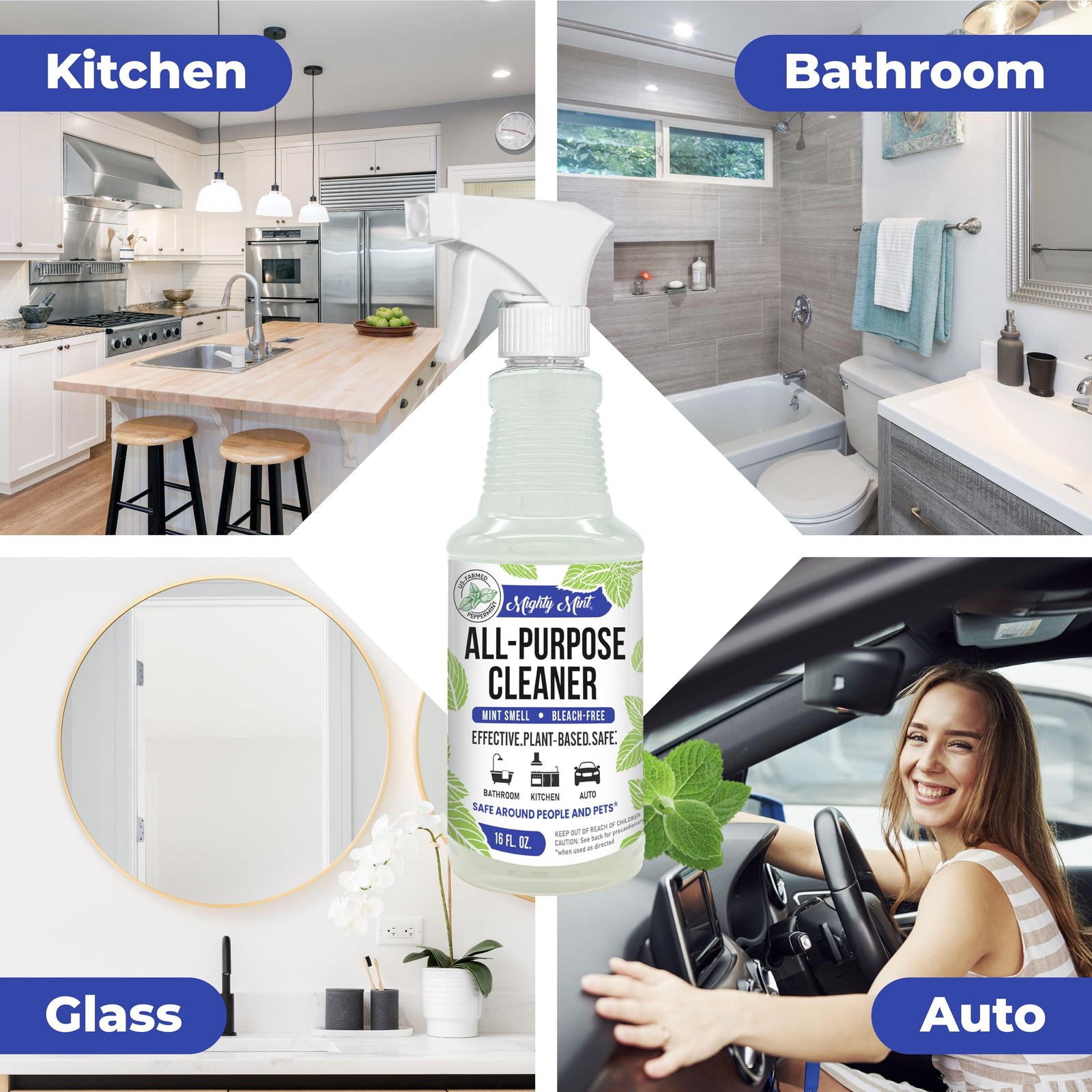 Mighty Mint All-Purpose Cleaner Spray – 16 Fl Oz (Pack of 1), Clear