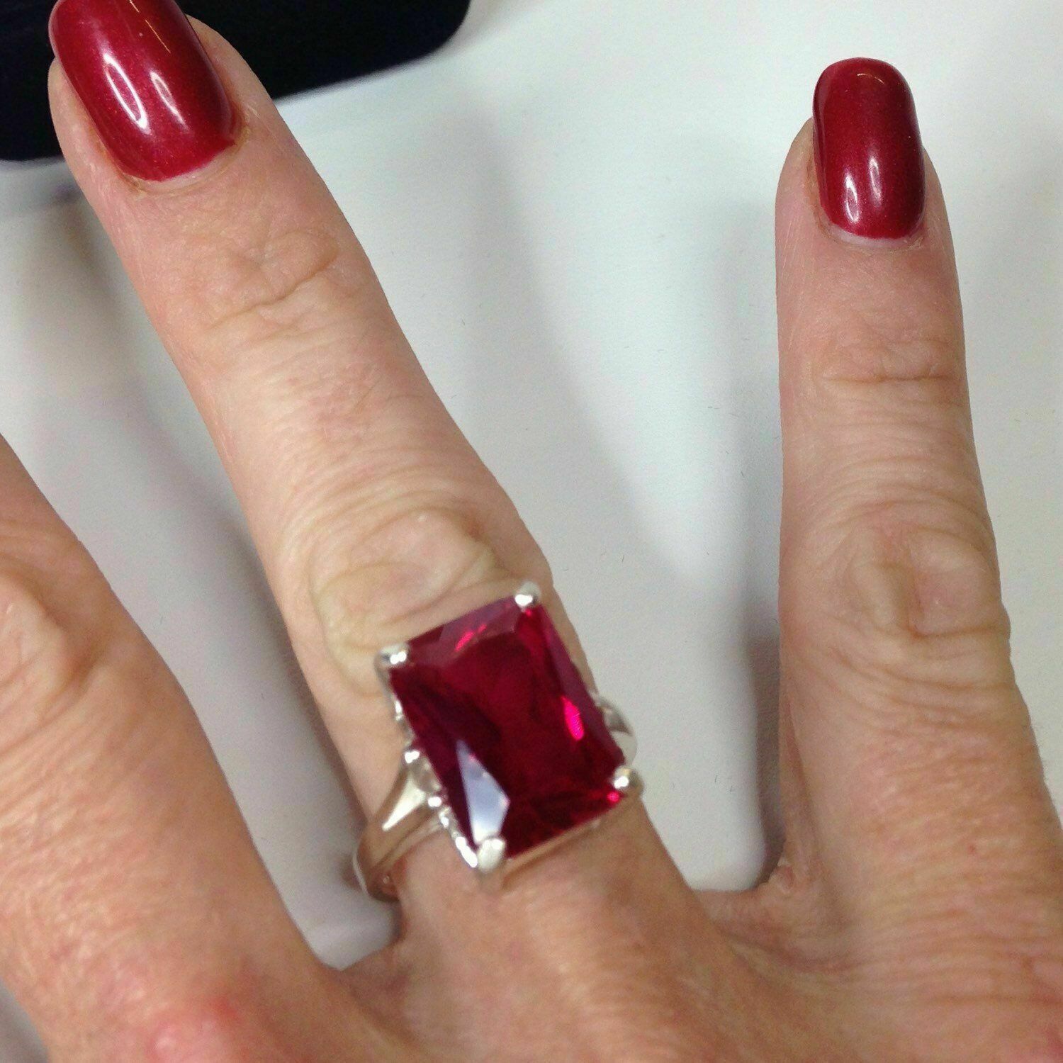 3Ct Emerald Lab Created Ruby Women Solitaire Engagement Ring 14k Gold Plated