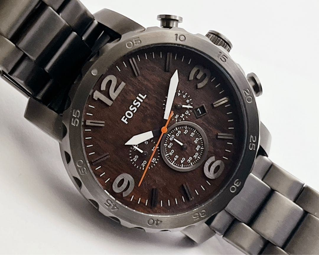 FOSSIL JR1355 Mens Chronograph Date 50mm Wood Grain Dial Watch