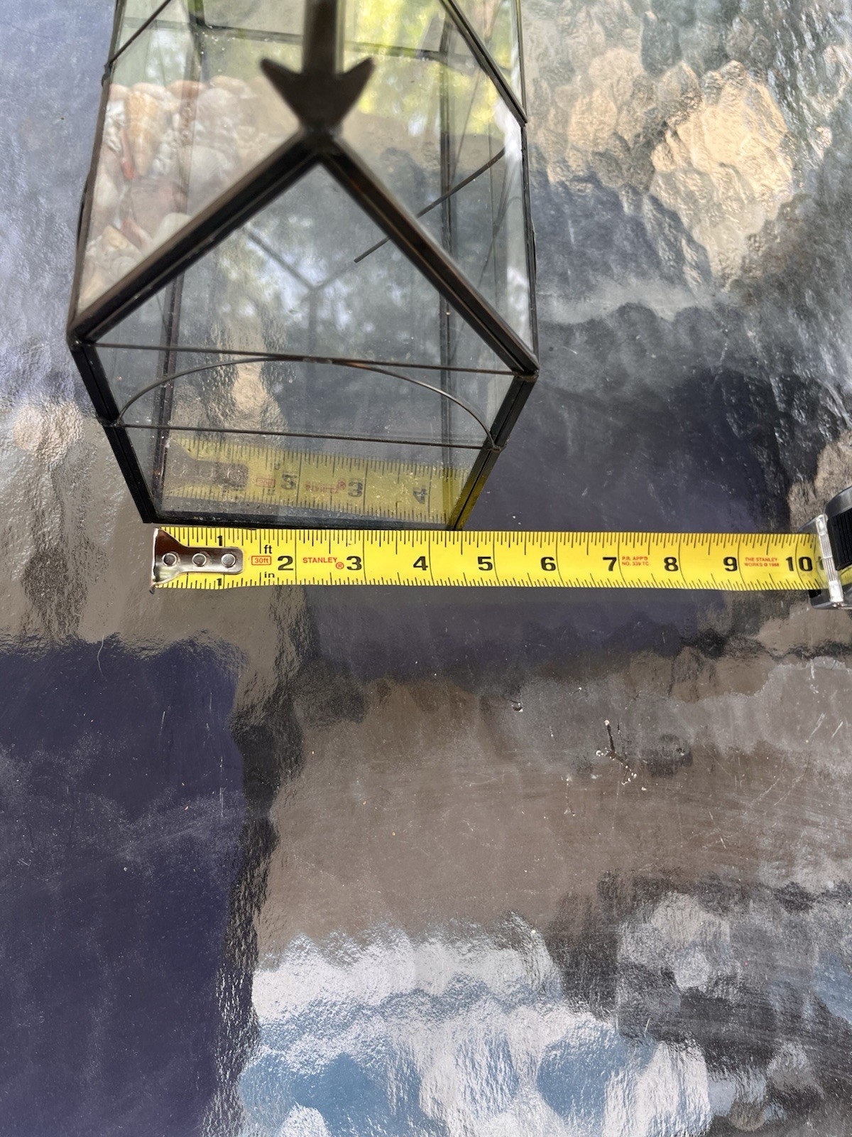 House-Shaped Glass & Metal greenhouse for plants, Black/Clear, 10 inches