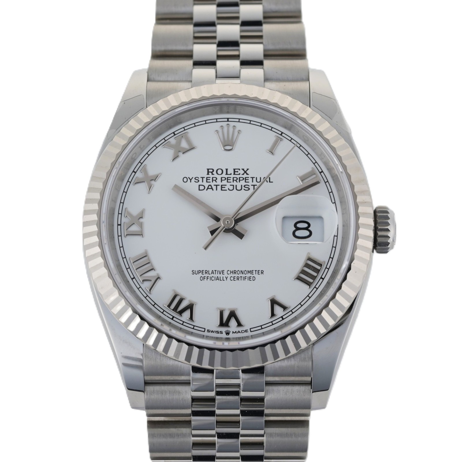 2025 Rolex Datejust II 126234 White Roman Dial 36mm Steel Auto Men’s Watch B+P
