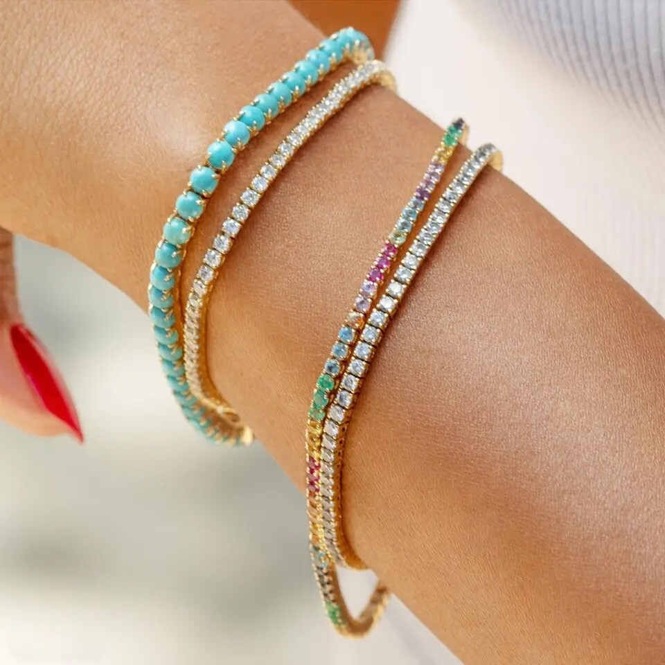 ZARD Turquoise Tennis Bracelet in Gold
