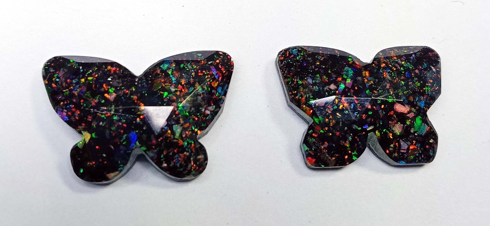 Butterfly Cut Pair of Black Fire Opal 21-22 Ct Natural For Earring Gemstone