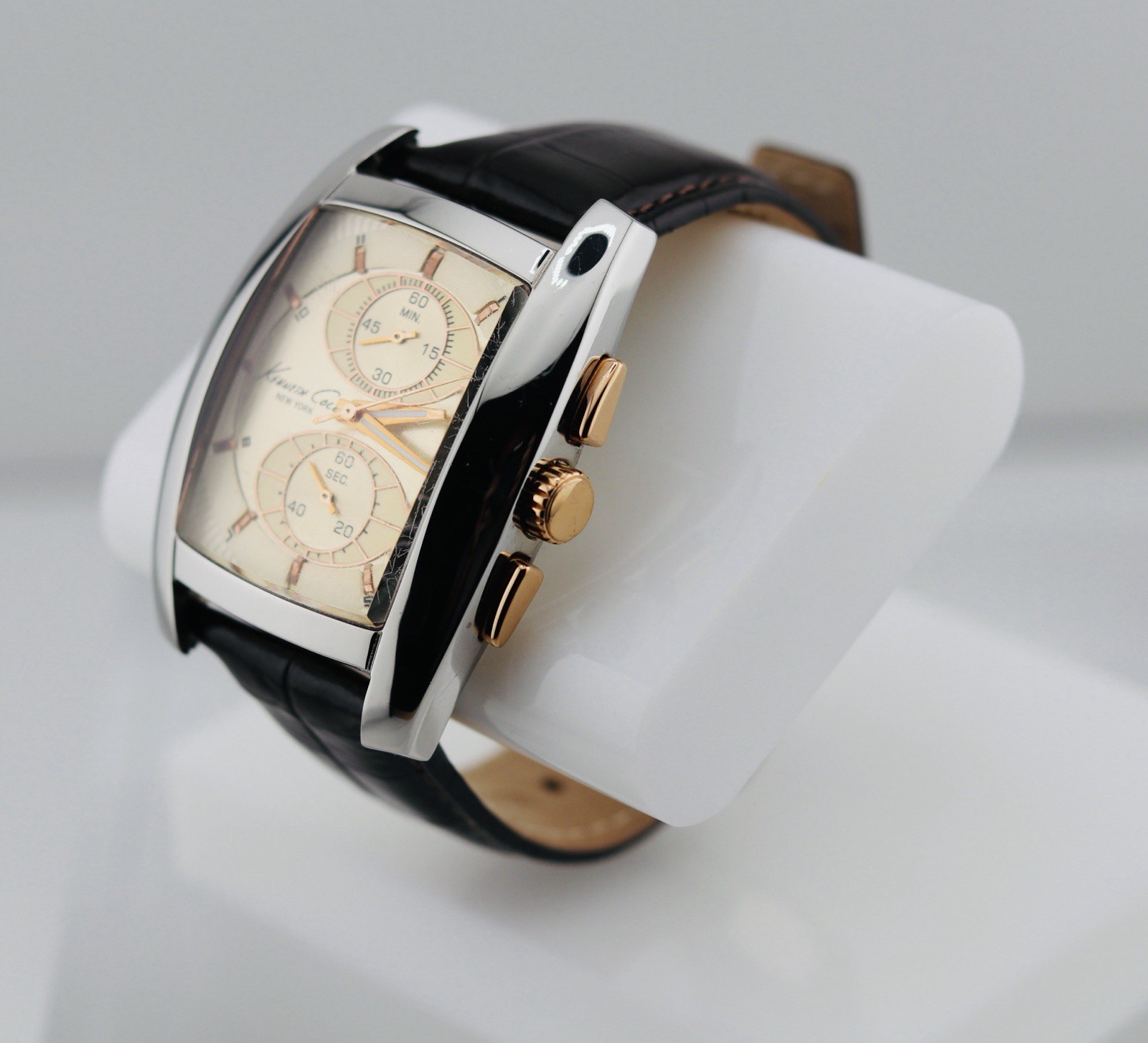 Kenneth Cole New York Analog Chronograph Ivory Dial Brown Leather Watch (3)