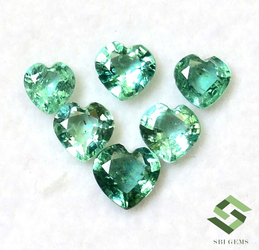 4×4 mm To 5×5 mm Natural Emerald Heart Shape Cut Lot 06 Pcs 1.66 CTS Loose Gems
