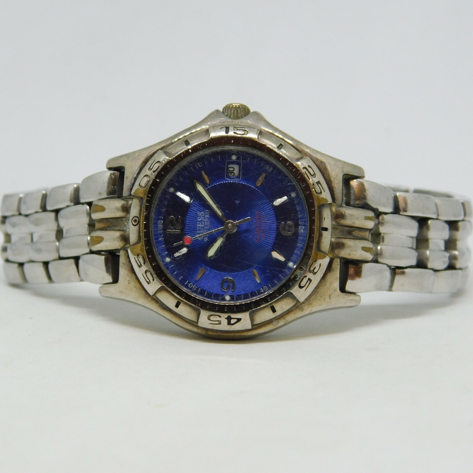 GUESS Waterpro Silver Tone Quartz Analog Ladies Watch Sz. 7″