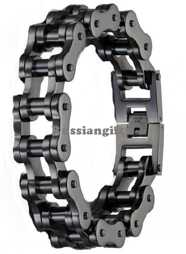 Black or Silver 8” 9″ 10” Stainless Steel Motorcycle Bike Biker Chain Bracelet