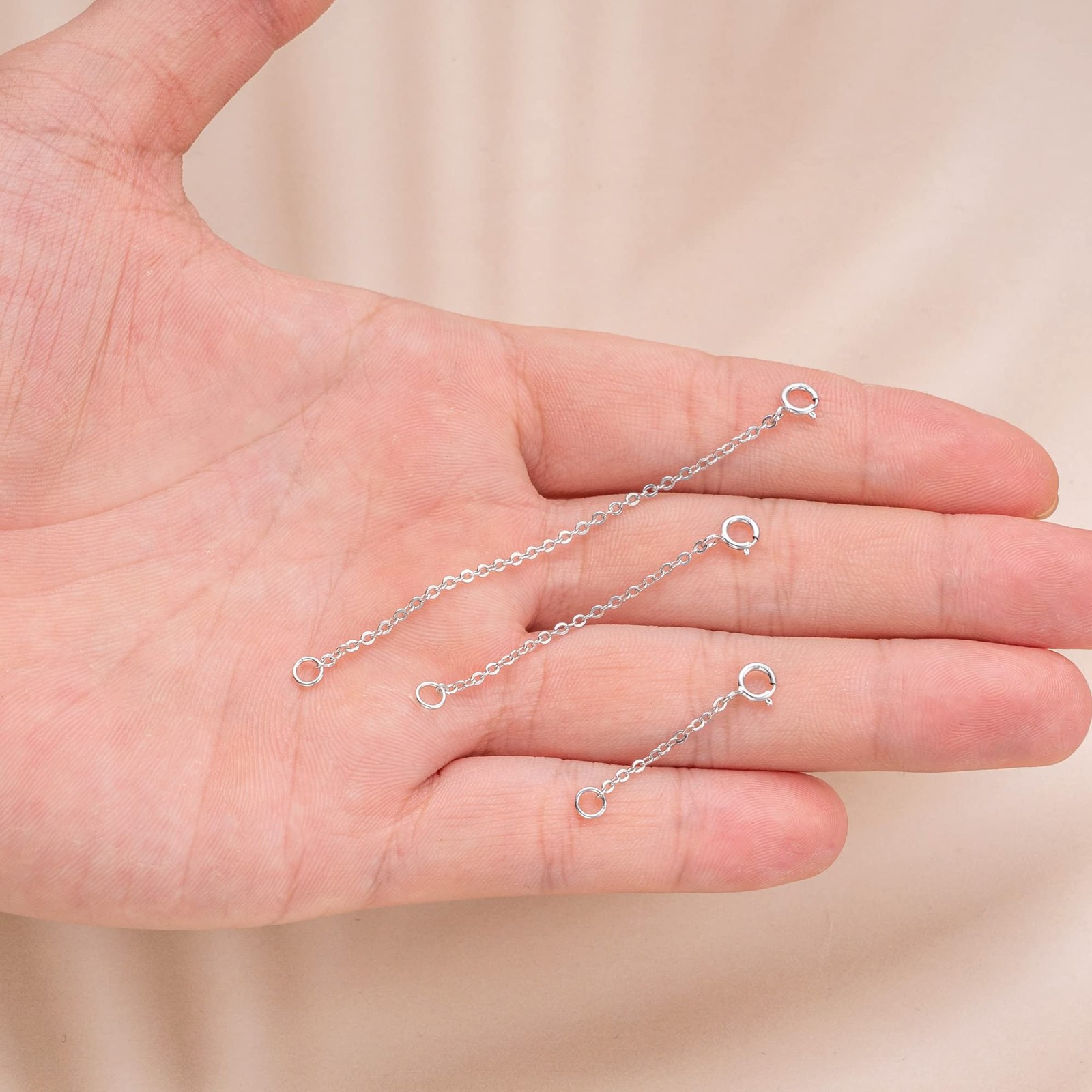 3 Pcs 925 Sterling Silver Necklace Extender Sterling Silver Chain Extenders f