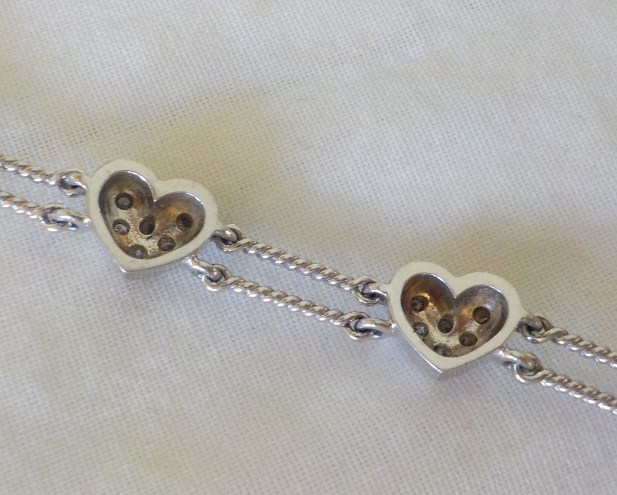 Quality 14K White Gold Heart Bar Diamond Bracelet – 16.6 gms, 6.7 in, 1.08 ctw