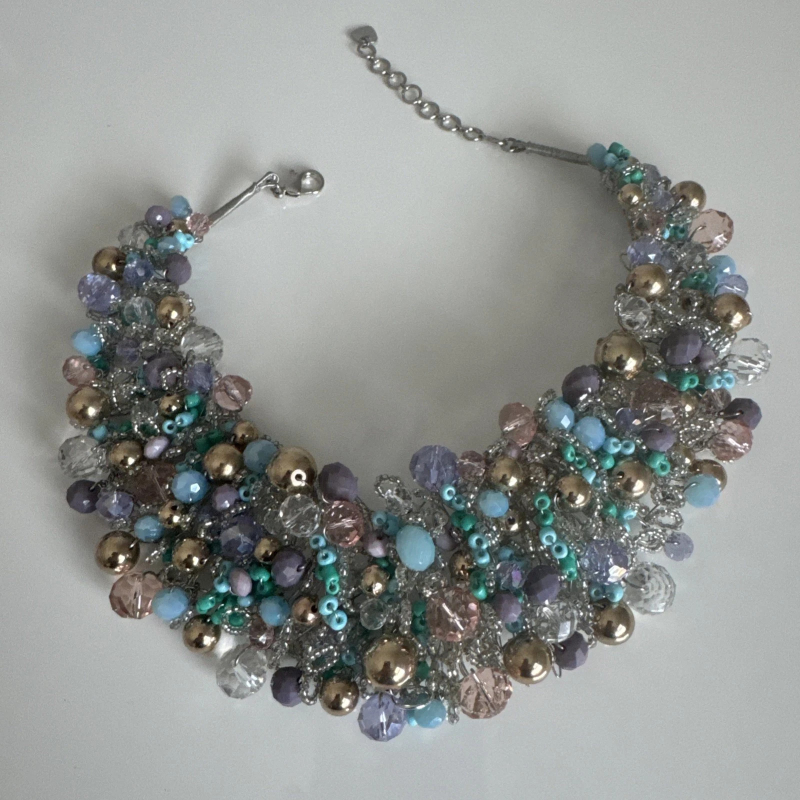 Aldo Beaded Multicolored Dramatic Statement Bib Collar Necklace