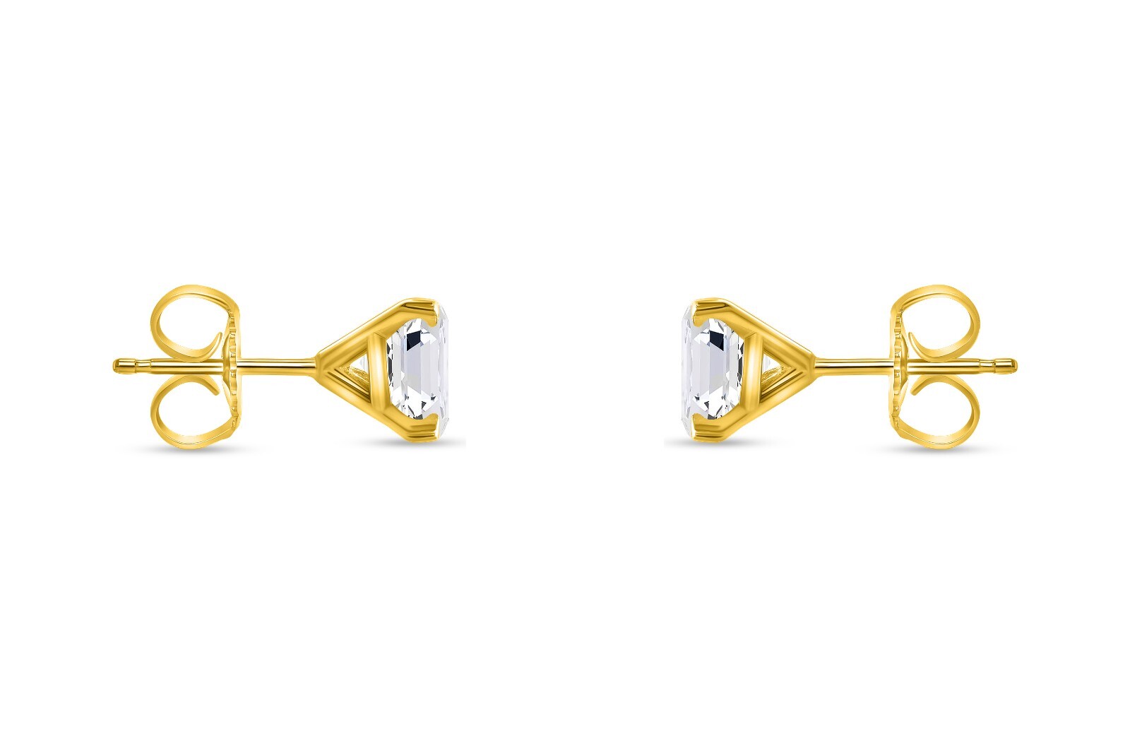 1 Ct Cushion Lab Created Grown Diamond Earring 14K Yellow Gold F/VS Martini Push