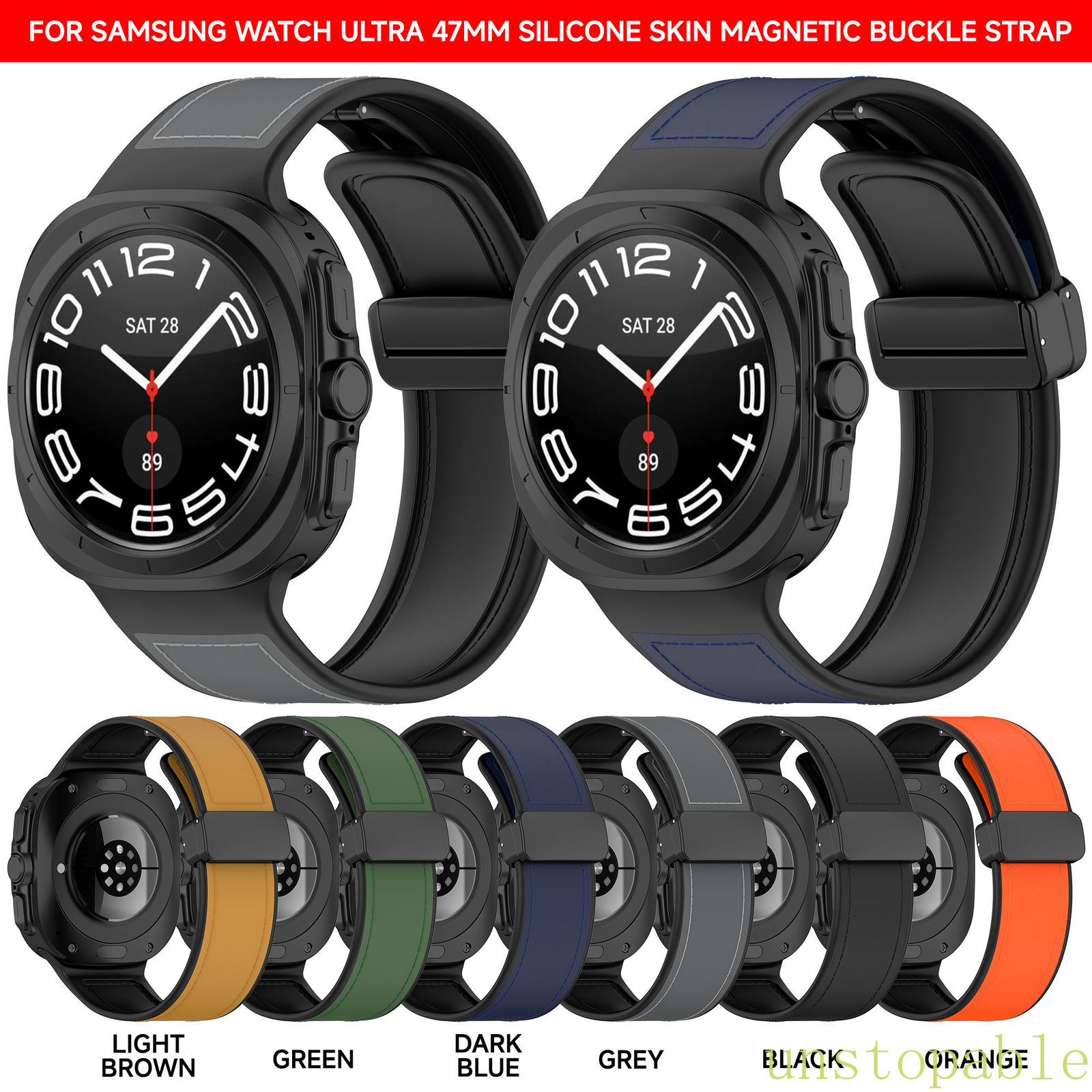 Soft Leather Silicone Strap Band Wristband For Samsung Galaxy Watch 7 Ultra 47mm