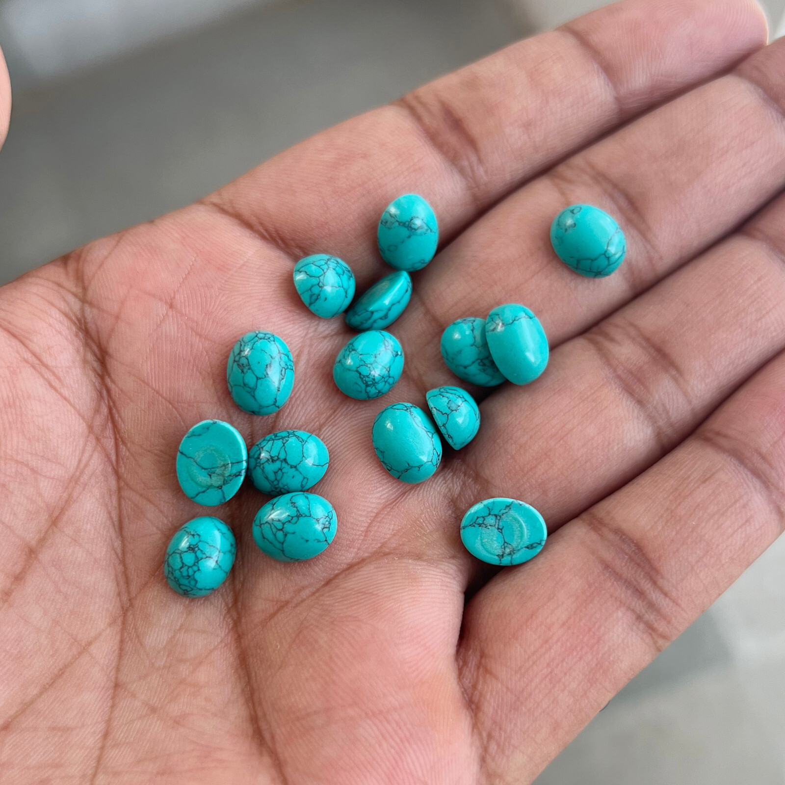 Synthetic Blue Turquoise Oval 3×5 mm to 15×20 mm Cabochon Loose Gemstone Lot