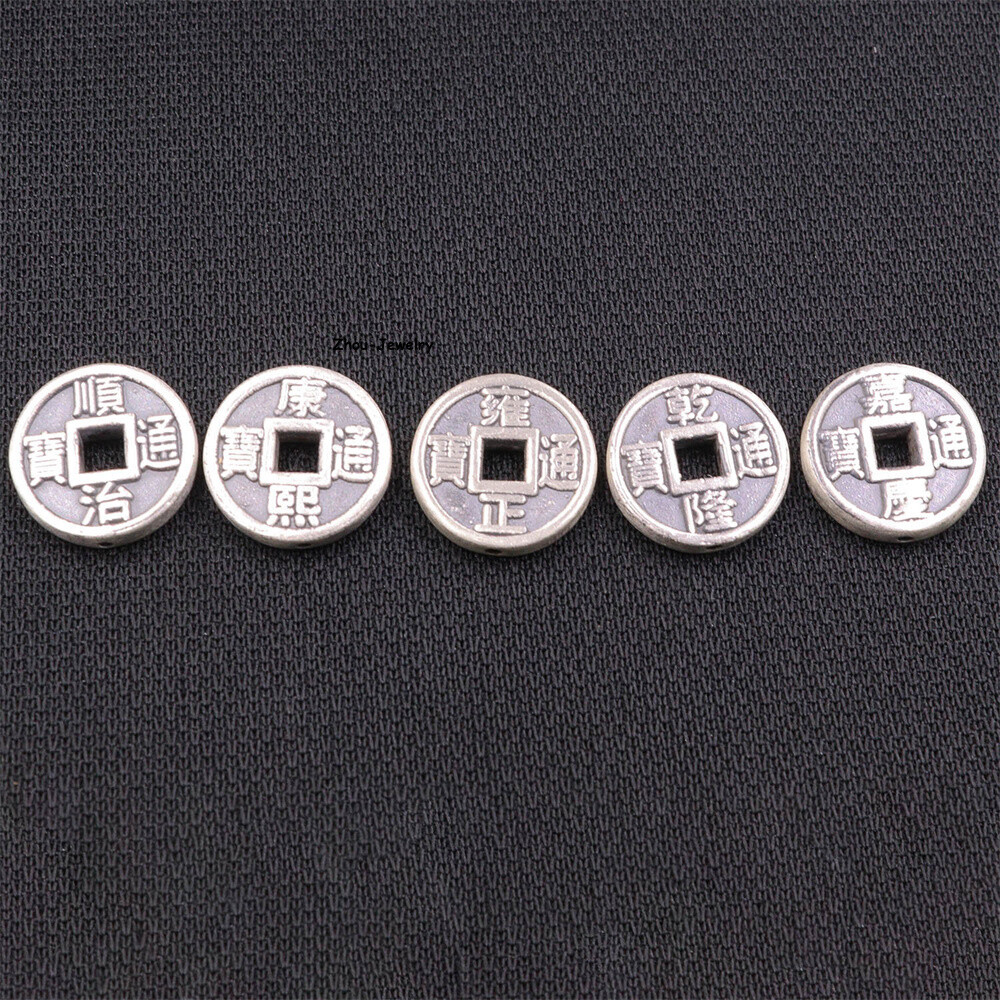 5 PCS Pure S999 Sterling Silver Pendant Men Women Coin Pendant 12mm 4.4-4.5g