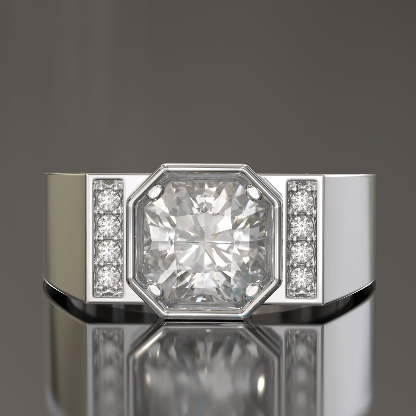 Rare 3.15 Ct Certified White Diamond Men’s Solitaire Ring 925 Silver Free Tariff
