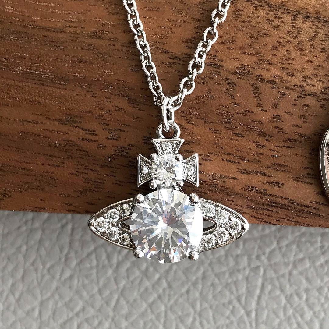 Vivienne Westwood Necklace Petite Orb Rhinestone Women fashion Accessory Silver
