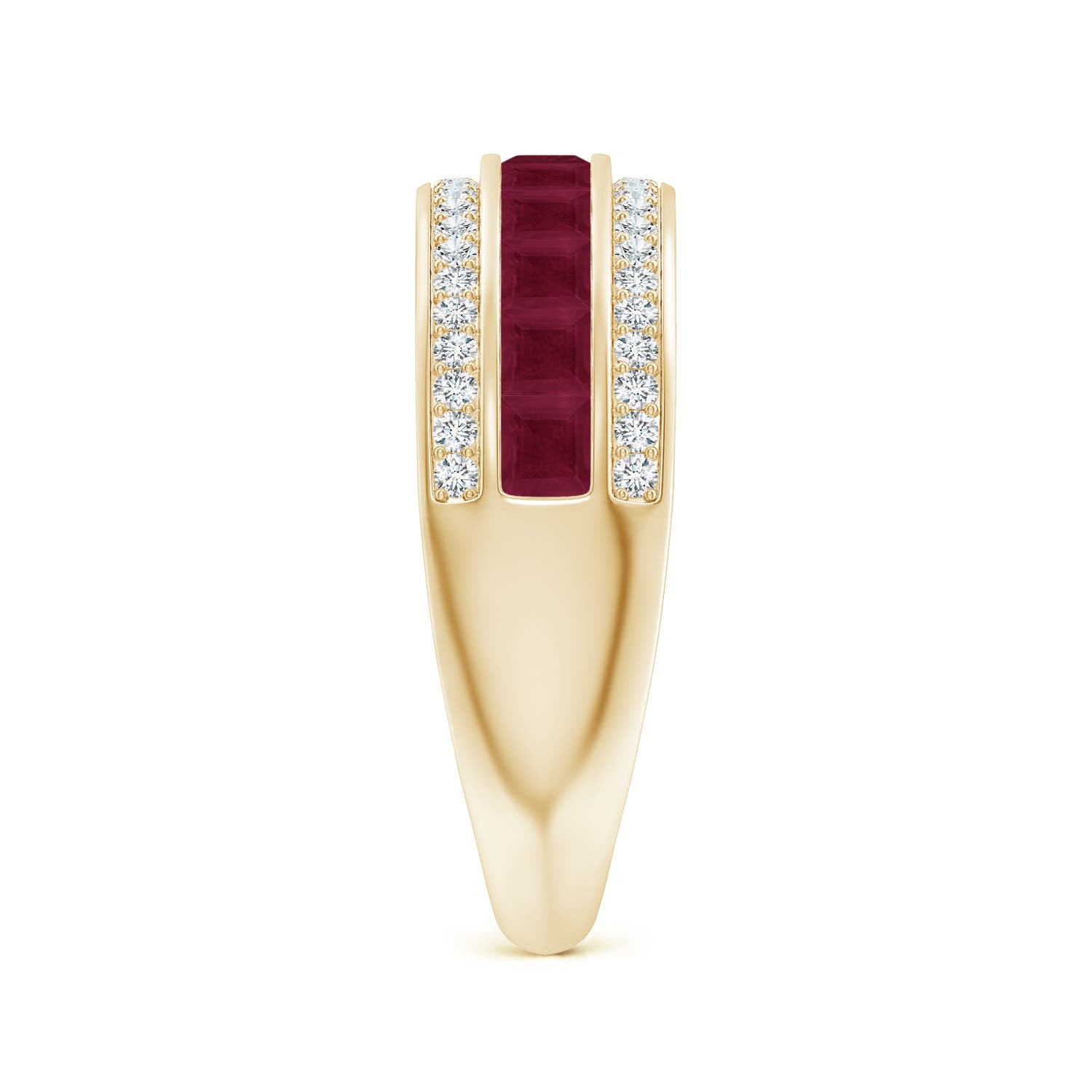 ANGARA Square Ruby and Diamond Half Eternity Band in 14K Gold (1.55 ctw, A)