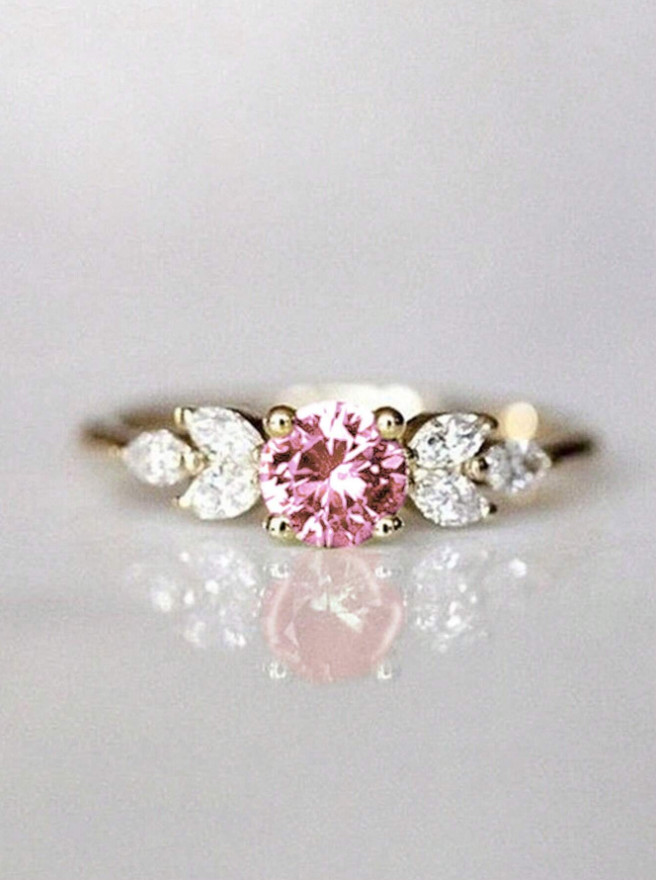 Women Fashion Round Cubic Zirconia Ring Wedding Engagement Jewelry Gift For Her