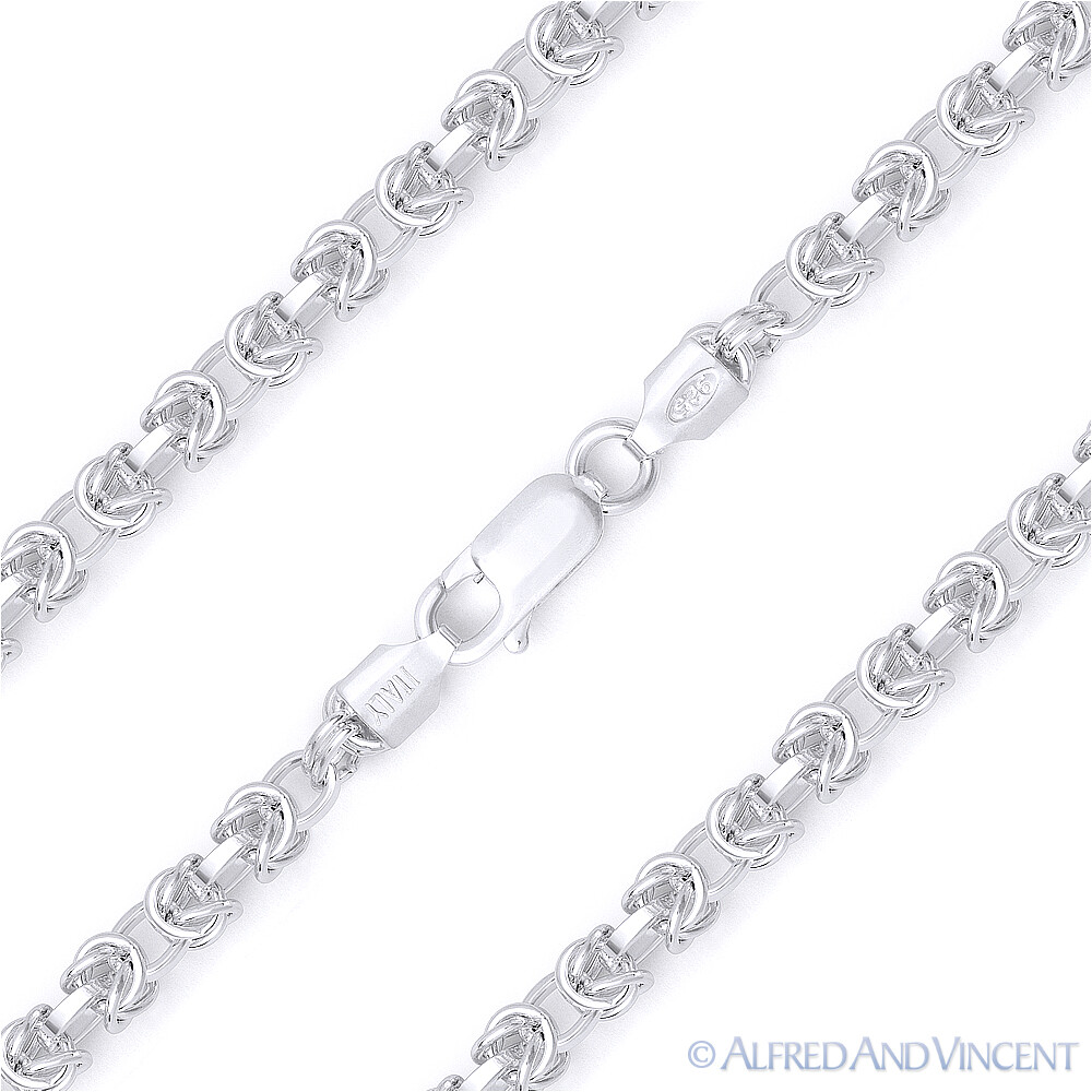 3.5mm Byzantine Bali Link Italian Chain Necklace Italy Solid 925 Sterling Silver