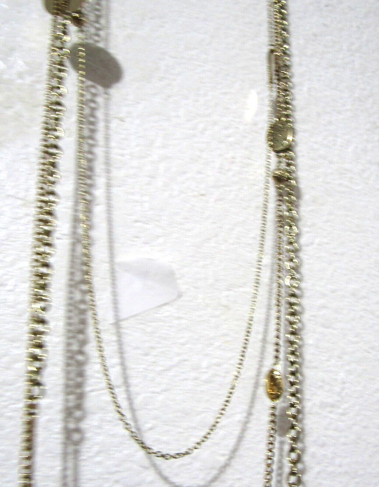 Gold Tone Triple Chain Station Necklace 7*32 to 34 inch