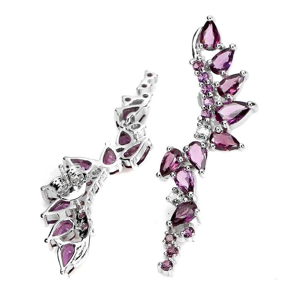 Silver Rhodolite Necklace Earrings Natural Gems Solid Sterling 17 to 19 Inch
