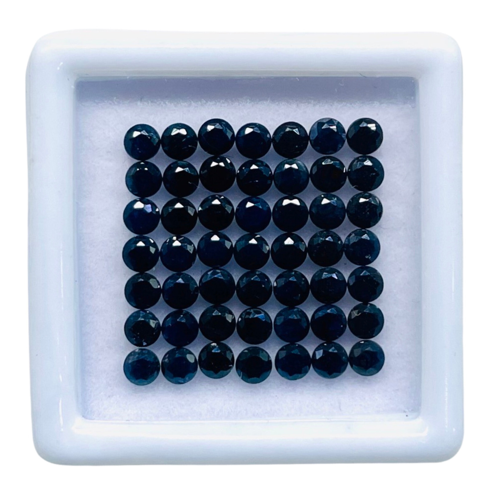 Natural Blue Sapphire 50 Pcs 2.5mm Round Diamond Cut Calibrated Loose Gemstones