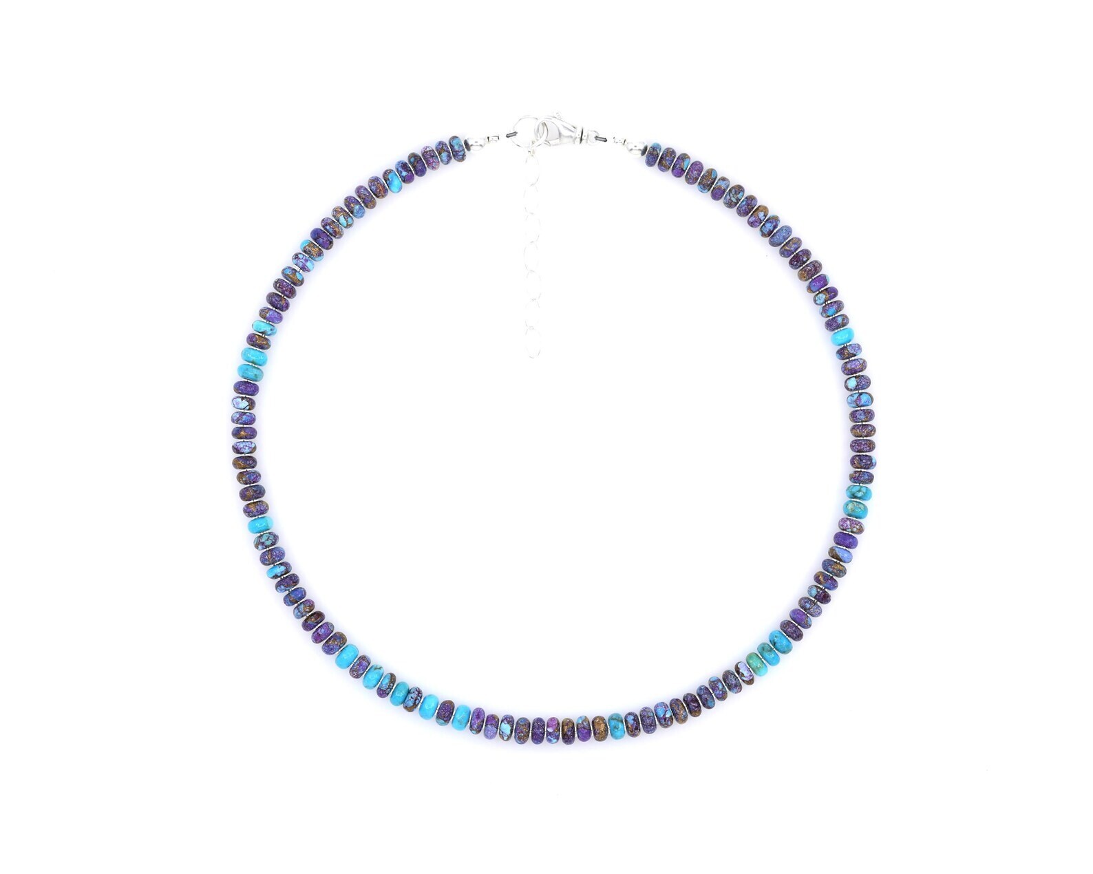 Mojave Purple & Kingman Blue Turquoise Necklace with Sterling Silver Accents