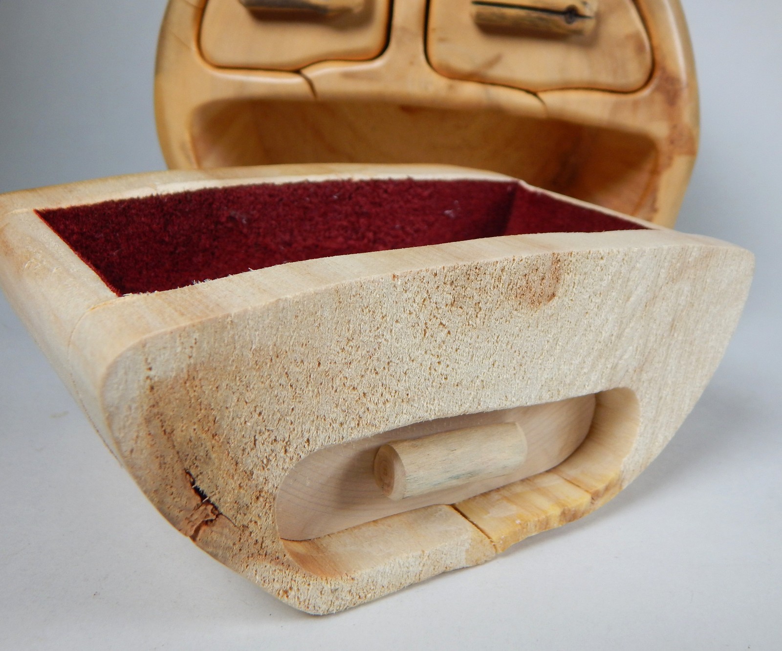 NATURE TURNS ASPEN WOOD JEWELRY TRINKET BOX + SECRET HIDDEN DRAWER CARVED LOG