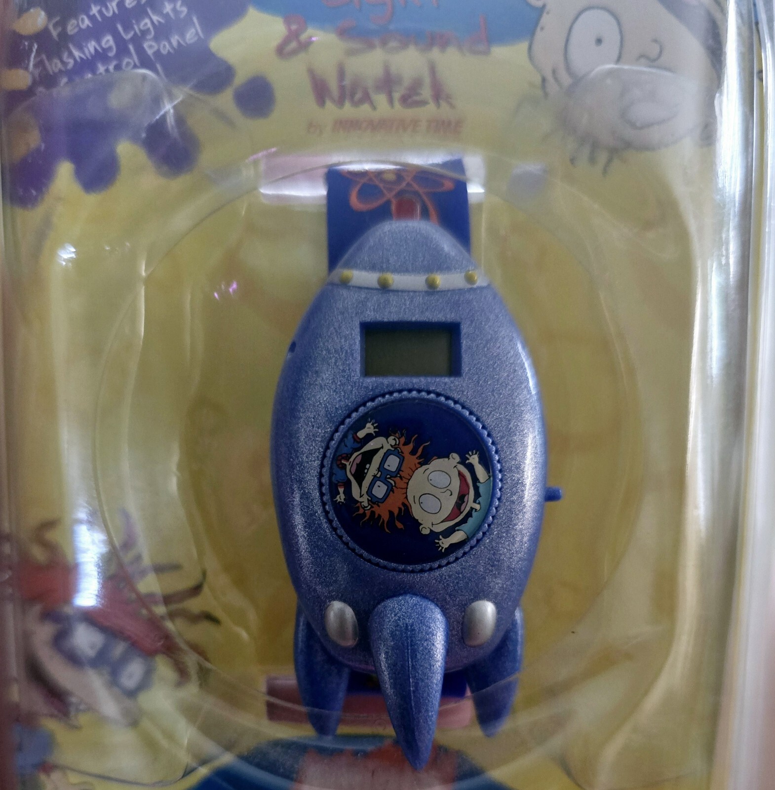 VTG Nickelodeon Rugrats Watch Light & Sound Rocketship cartoon Tomy 90s NOS