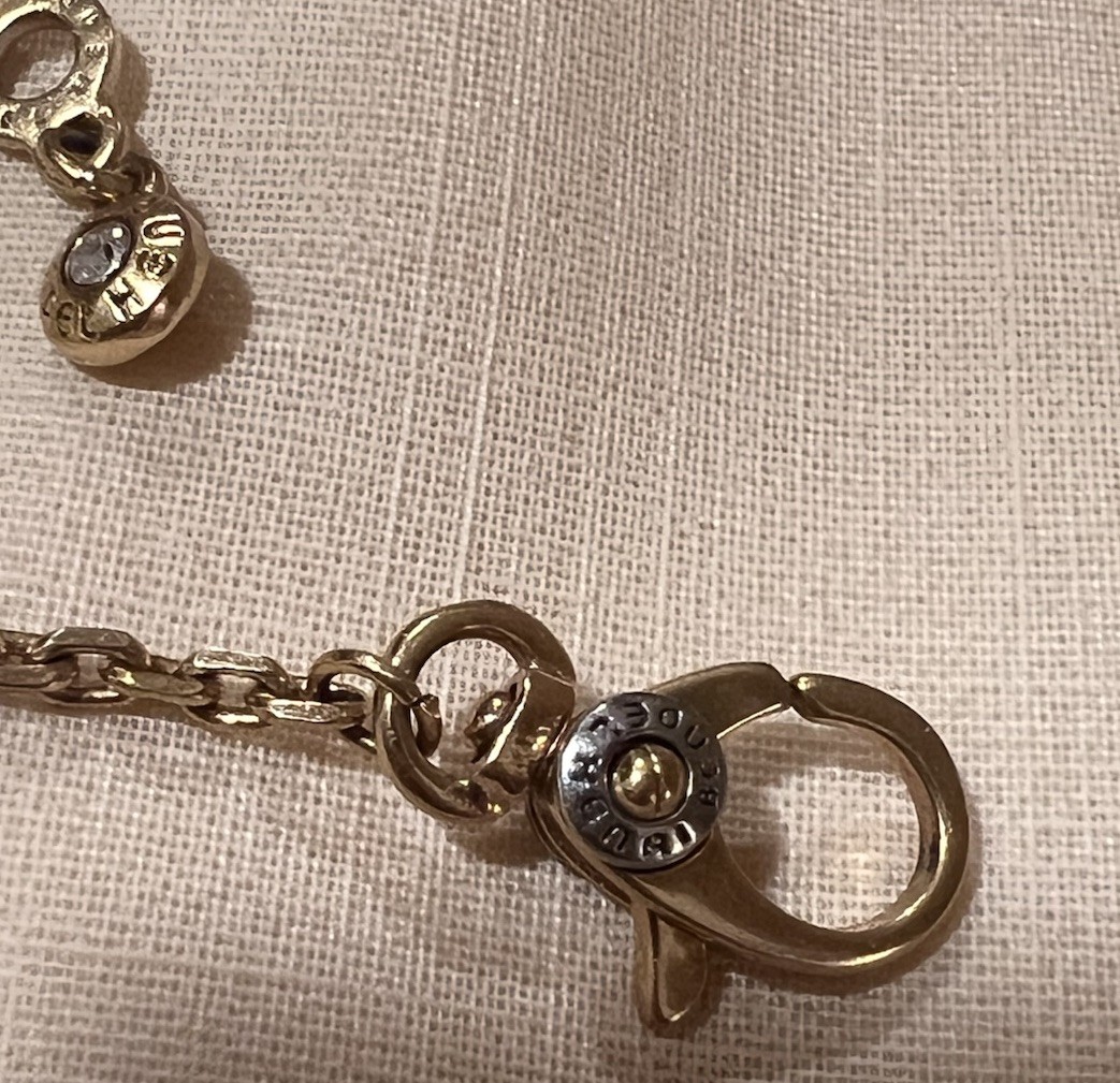Henri Bendel 712 NY Crystal Padlock Key Statement Tassel Necklace Long 32″