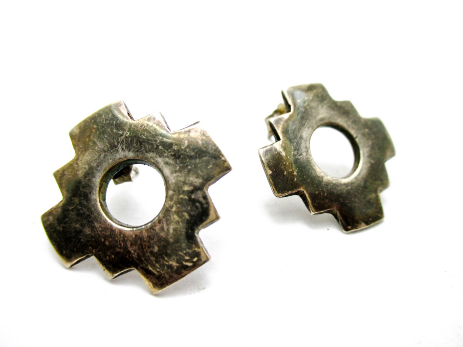 Vintage Sterling Silver Cross Earrings South America Style Jewelry