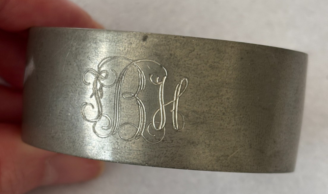 Vintage Pewter Cuff Bracelet Personalized Monogram Initials