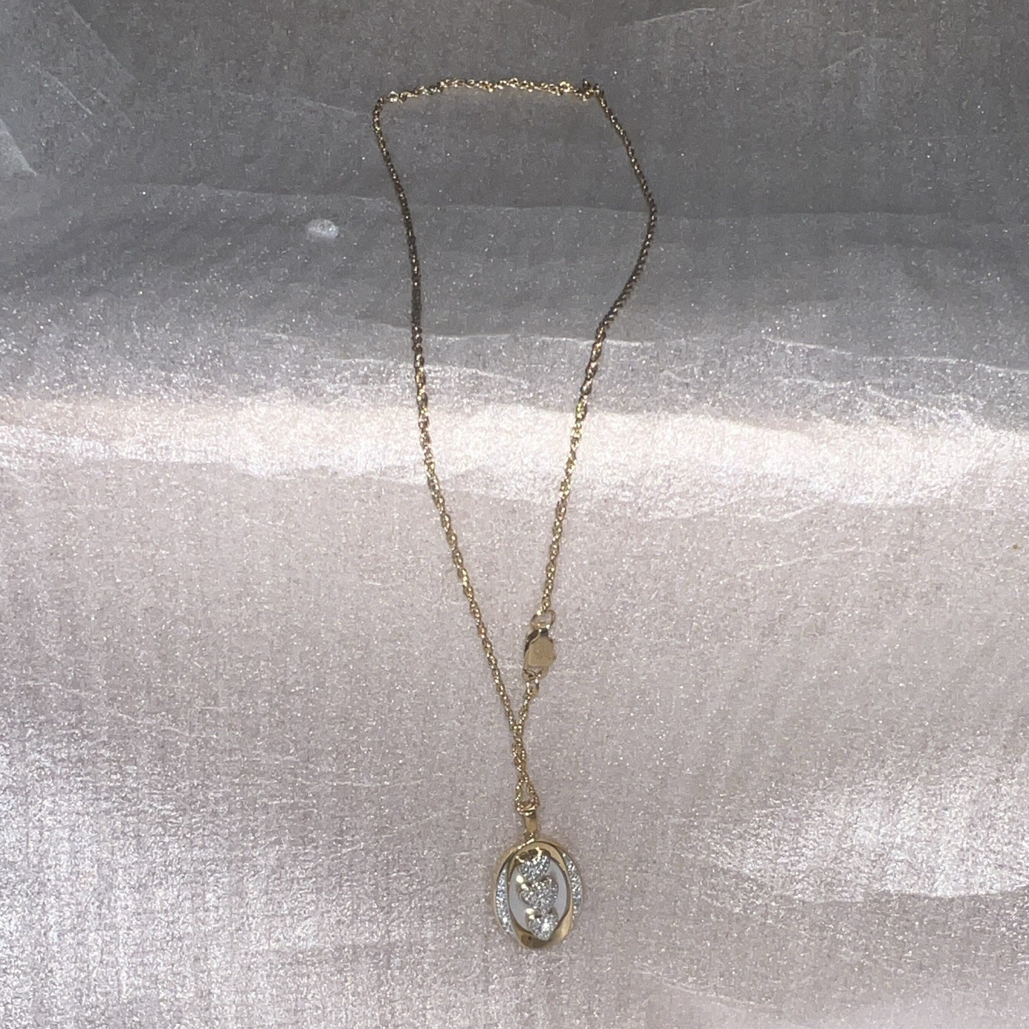 Danbury Mint Gold Plated Diamond Three heart oval shape Necklace Woman’s