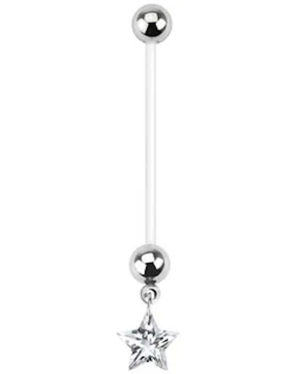 Pregnancy Clear Star Navel Ring Dangle – 14G BioFlex 1” Bar