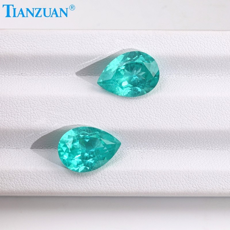 Synthetic YAG Pear Shape Neon Paraiba Color with inclusions loose Gemstones