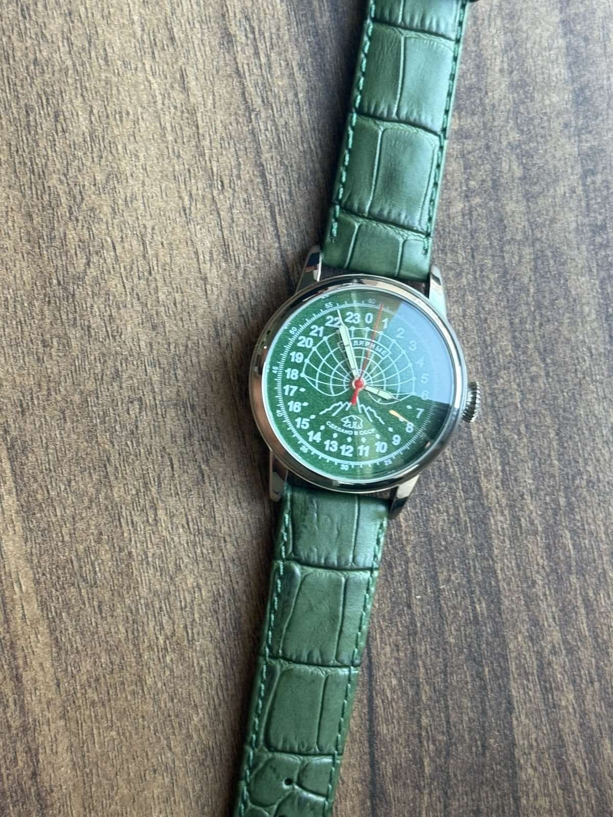 Watch 24h Mechanical Raketa Wrist Men Soviet USSR Polar Day Russian Rare Green