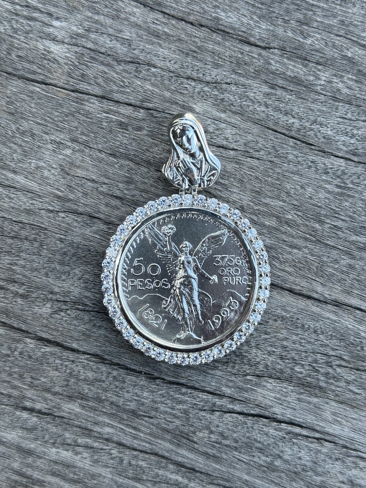 SOLID 925 Silver Virgin Mary Centenario Pendant – Gift For Him