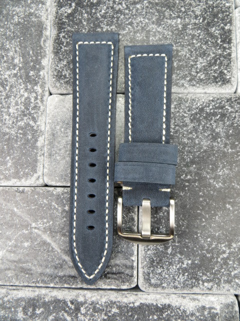 24mm Assolutamente Leather Strap Blue Tang Watch Band Tongue Buckle PANERAI