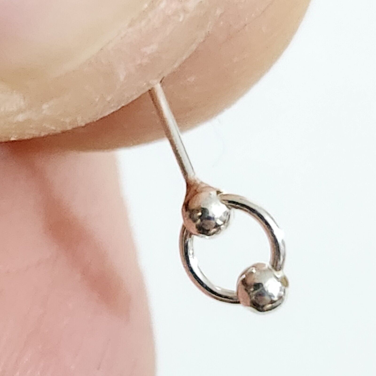 Double Ball Nose Stud Ring 925 Sterling Silver Ball Stay Piercing Body Jewellery