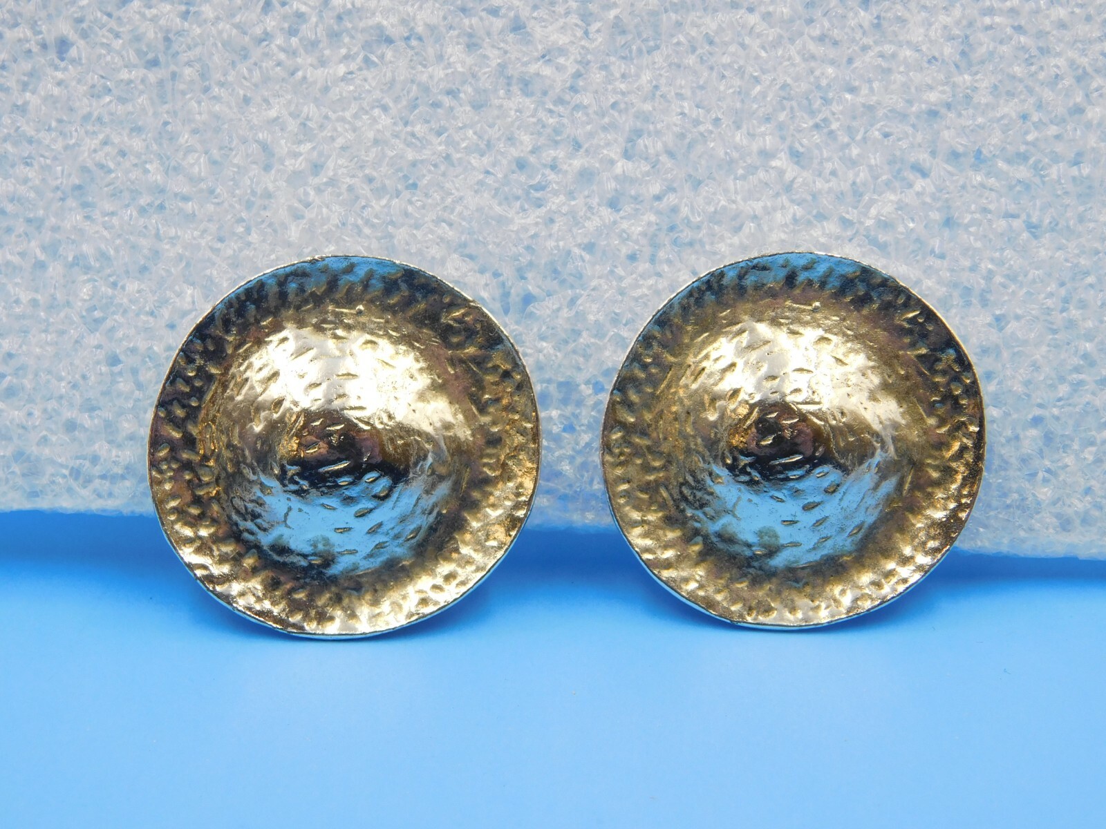 Vintage Silver Plated Button / Disc Style Clip on Earrings