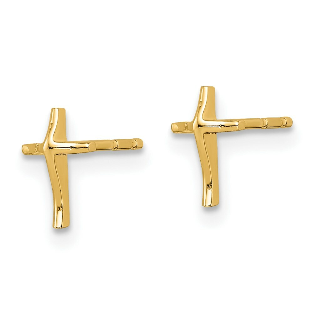 Madi K Kid’s Earrings 14k Yellow Gold Cross Post and Push Back