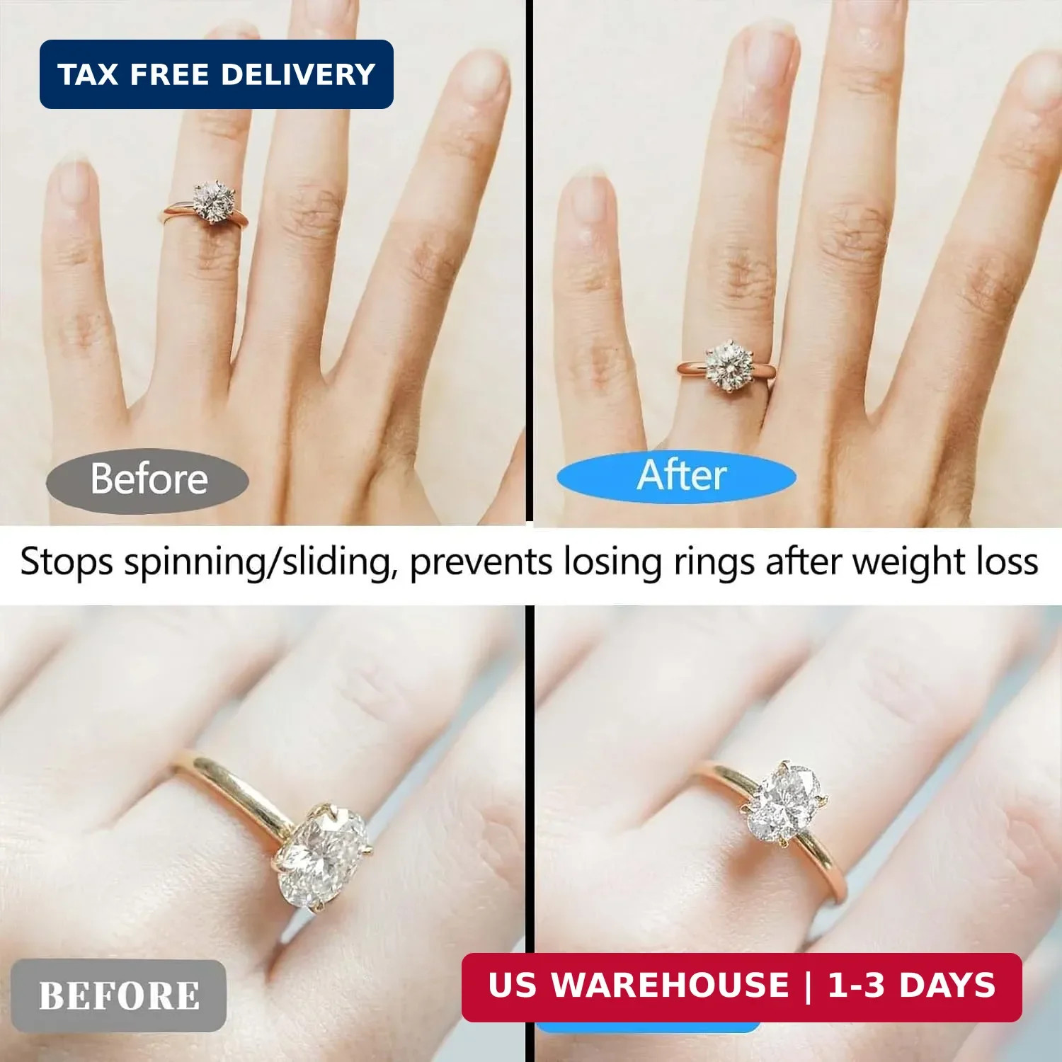 Xixter Ring Sizers for Loose Rings,14-Pack Adjuster Kit with Premium TPU to Stop