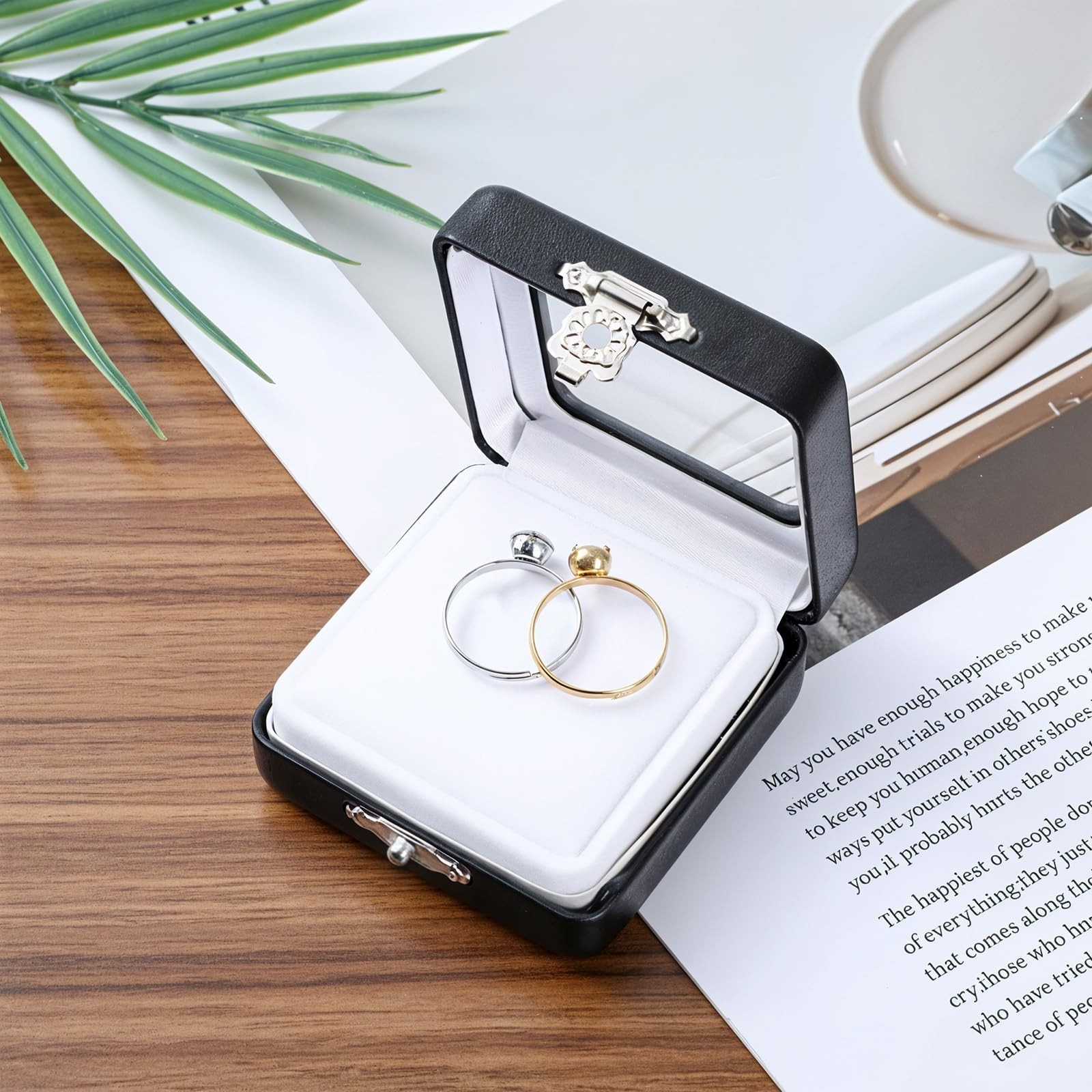 Small Display Box, 2 Pack 2.2×2.2×0.9Inch PU Leather Gemstone Display Case Sm…