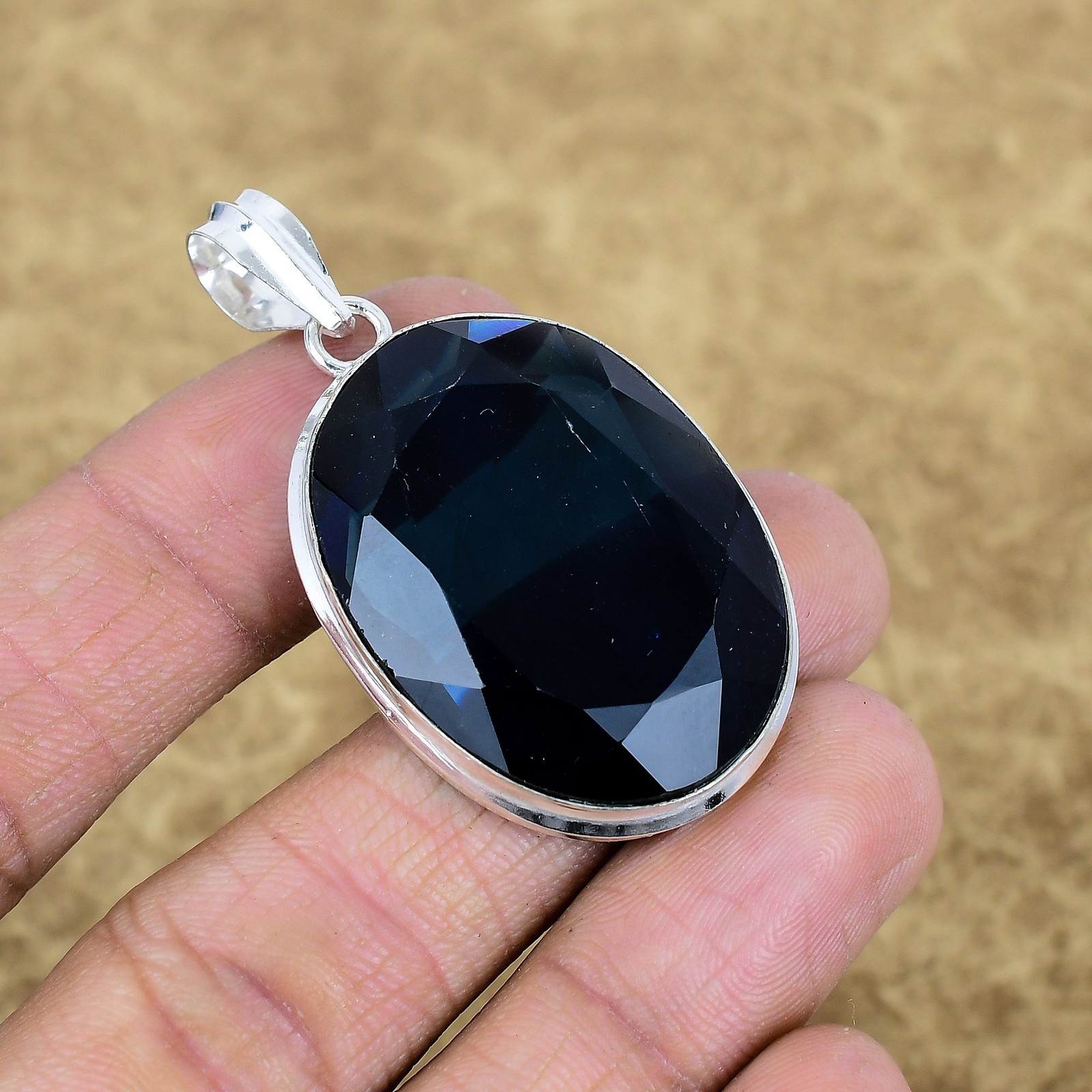 Natural Iolite Gemstone Pendant 925 Sterling Silver Oval Jewelry For Anniversary
