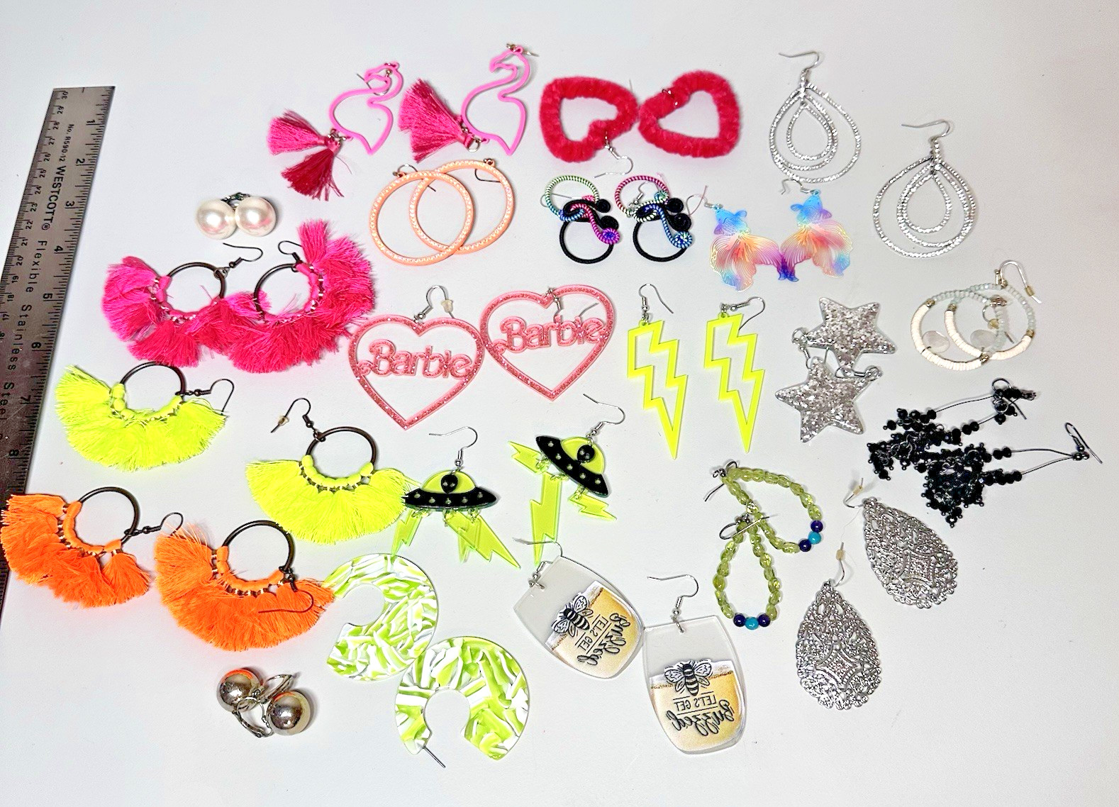 Lot 21 Pairs Pierced Earrings Large Festive Bright Beach Vacation Theme Party