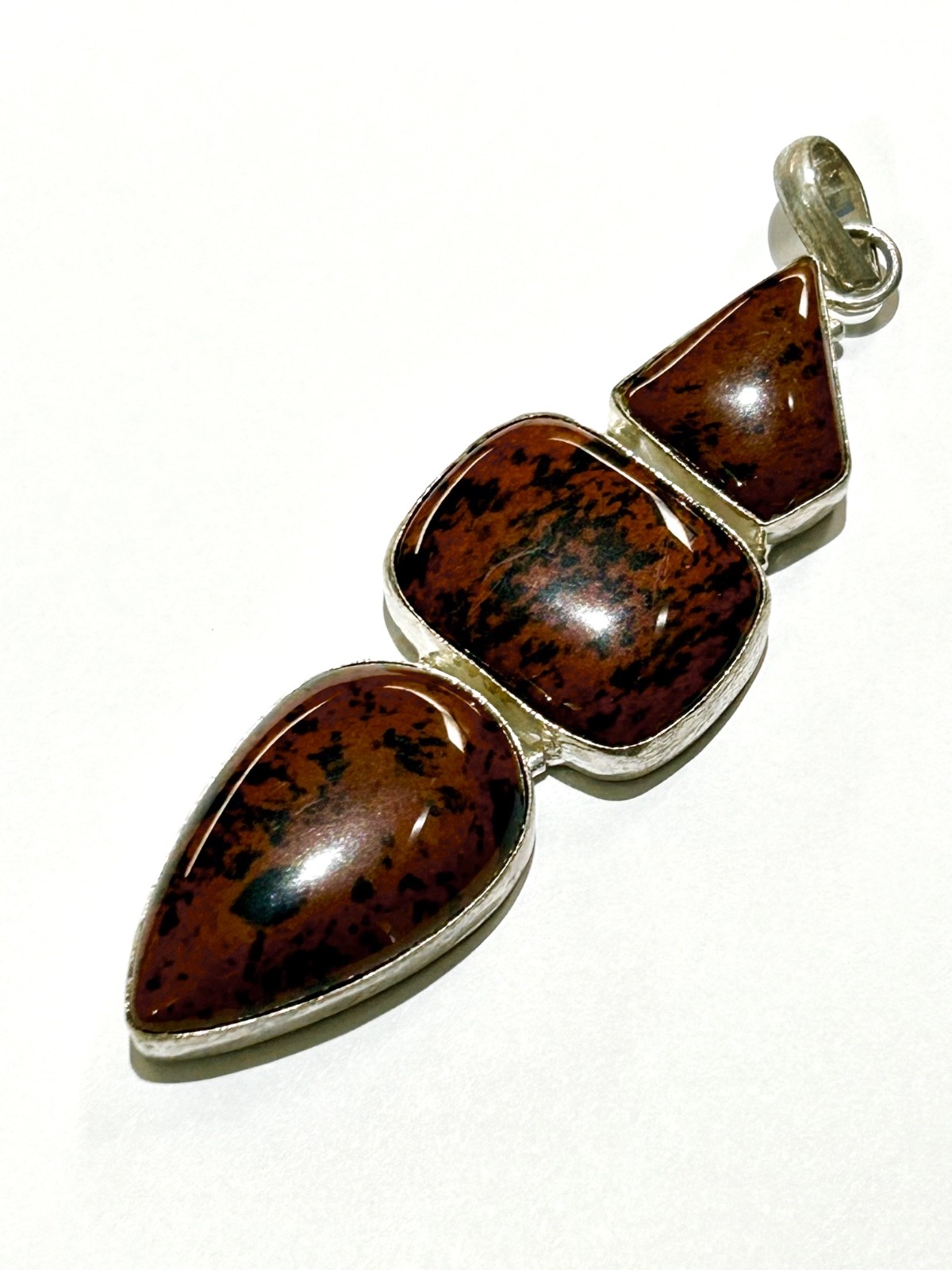 Mahogany Obsidian Large Gemstone Handmade 925 Sterling Silver Jewelry Pendant 3”